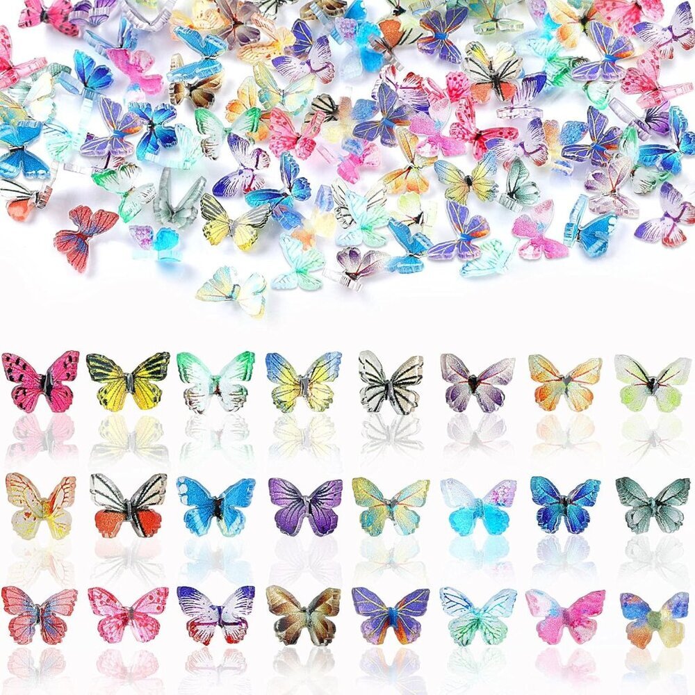 120 Pcs Mini Resin Butterflies, Tiny Butterflies for Crafts Mini Butterfly Figur